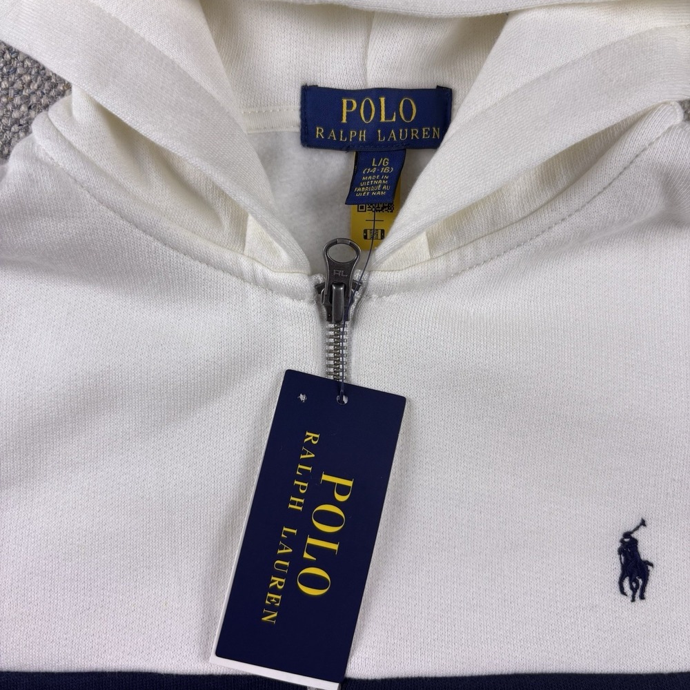 Polo Ralph Lauren Color block Full Zip Florece Hoodie Kids Boys L 14-16 New - Picture 3 of 12